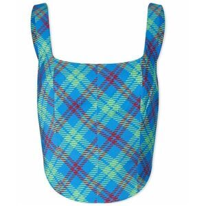 KITRI Women's Ines Check Sleeveless Top in Blue NWT Size US 10